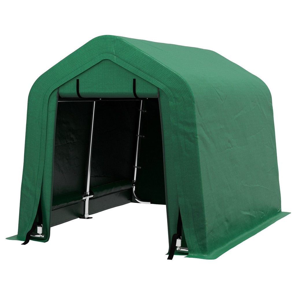 8' x 6' Heavy Duty Storage Shelter with Rollup & Zipper Door, Green