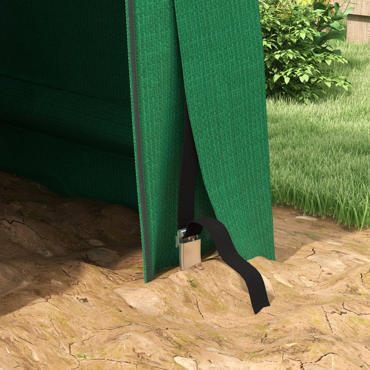 8' x 6' Heavy Duty Storage Shelter with Rollup & Zipper Door, Green