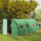 6 x 3m Walk-in Polytunnel Greenhouse with 2 Hinged Doors & 8 Mesh Windows, Green