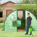 6 x 3m Walk-in Polytunnel Greenhouse with 2 Hinged Doors & 8 Mesh Windows, Green