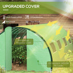 6 x 3m Walk-in Polytunnel Greenhouse with 2 Hinged Doors & 8 Mesh Windows, Green