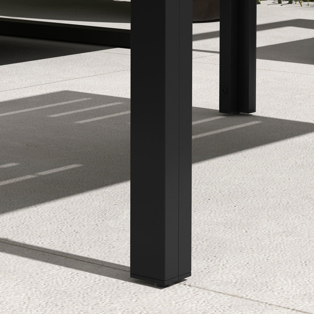 Rectangular Patio Side Table with Steel Frame & Slat Tabletop for Garden, Balcony, Black