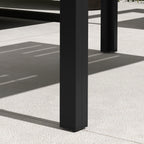 Rectangular Patio Side Table with Steel Frame & Slat Tabletop for Garden, Balcony, Black