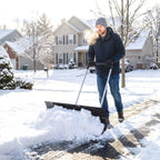 37-Inch Extra-Wide Snow Pusher with Wheels, Black, Adjustable Ergonomic Handle