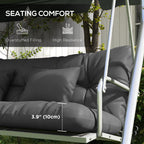 59" Tufted Bench Cushions, Seat Pad, Back Pillows, Outdoor Furniture, Charcoal