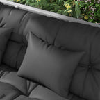 59" Tufted Bench Cushions, Seat Pad, Back Pillows, Outdoor Furniture, Charcoal