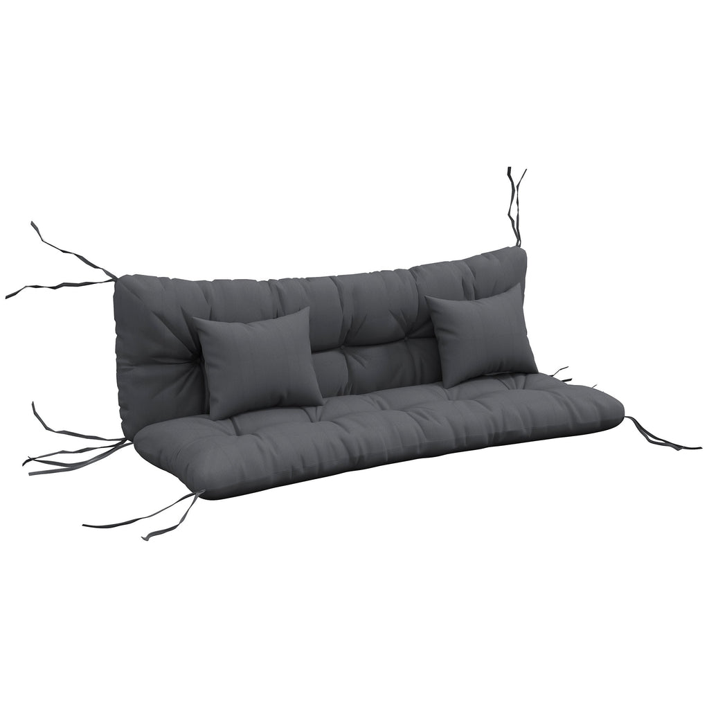 59" Tufted Bench Cushions, Seat Pad, Back Pillows, Outdoor Furniture, Charcoal