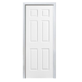 6 Panel Smooth Molded Prehung Door, Split Jamb with 2-1/2 Colonial Casing