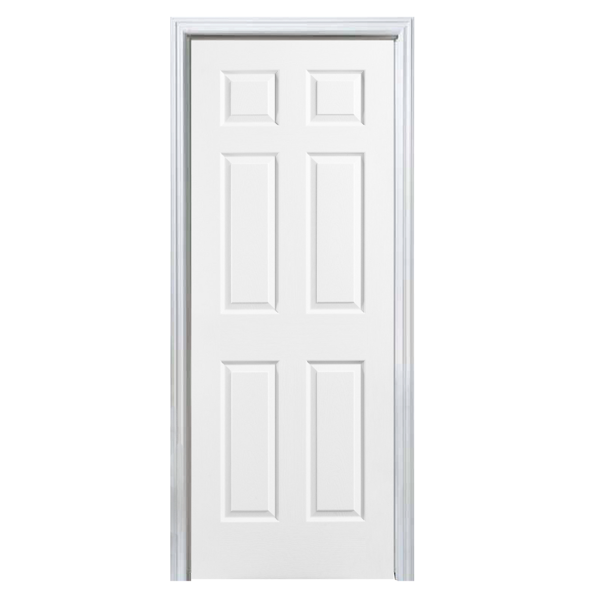6 Panel Smooth Molded Prehung Door, Split Jamb with 2-1/2 Colonial Casing