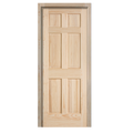 6 Panel Pine Prehung Door with No Casing