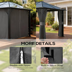 10' x 12' Gazebo Sidewall Set with 4 Panels and Hooks, Grey