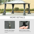 10' x 12' Universal Gazebo Sidewall Set (4 Panels) with Hooks, Dark Grey