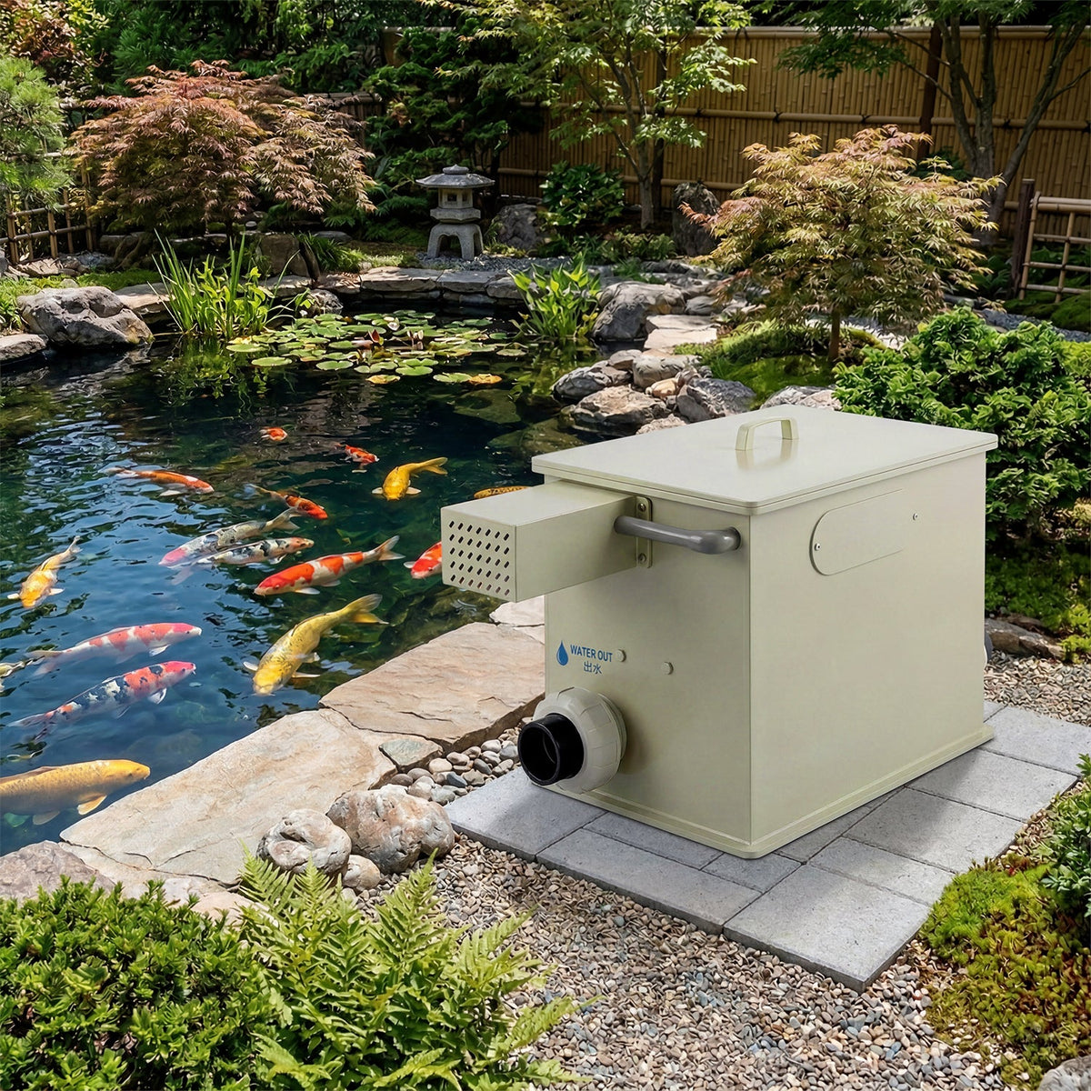 T10 Automatic Rotary Drum Pond Filter | 2,690 GPH / 2,397-Gallon (10-Ton) Capacity | Self-Cleaning Backwash & Biochemical Filtration – Koi Pond & Aquaculture Freshwater Drum Filter System