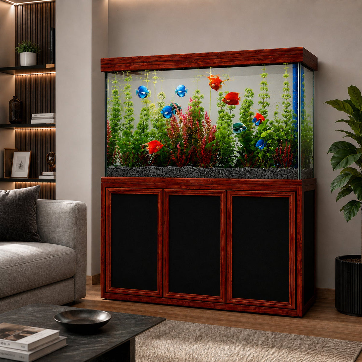 Aqua Dream 135 Gallon Tempered Glass Aquarium Redwood