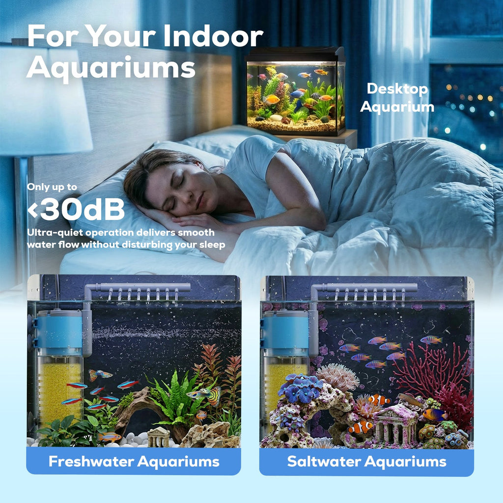 Aqua Dream 237 GPH 3-in-1 Internal Filter Pump Oxygen Rain Fish Tank