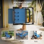 Padded Folding Recliner Chair with Cupholder, Adjustable Backrest & Cushion, Navy Blue