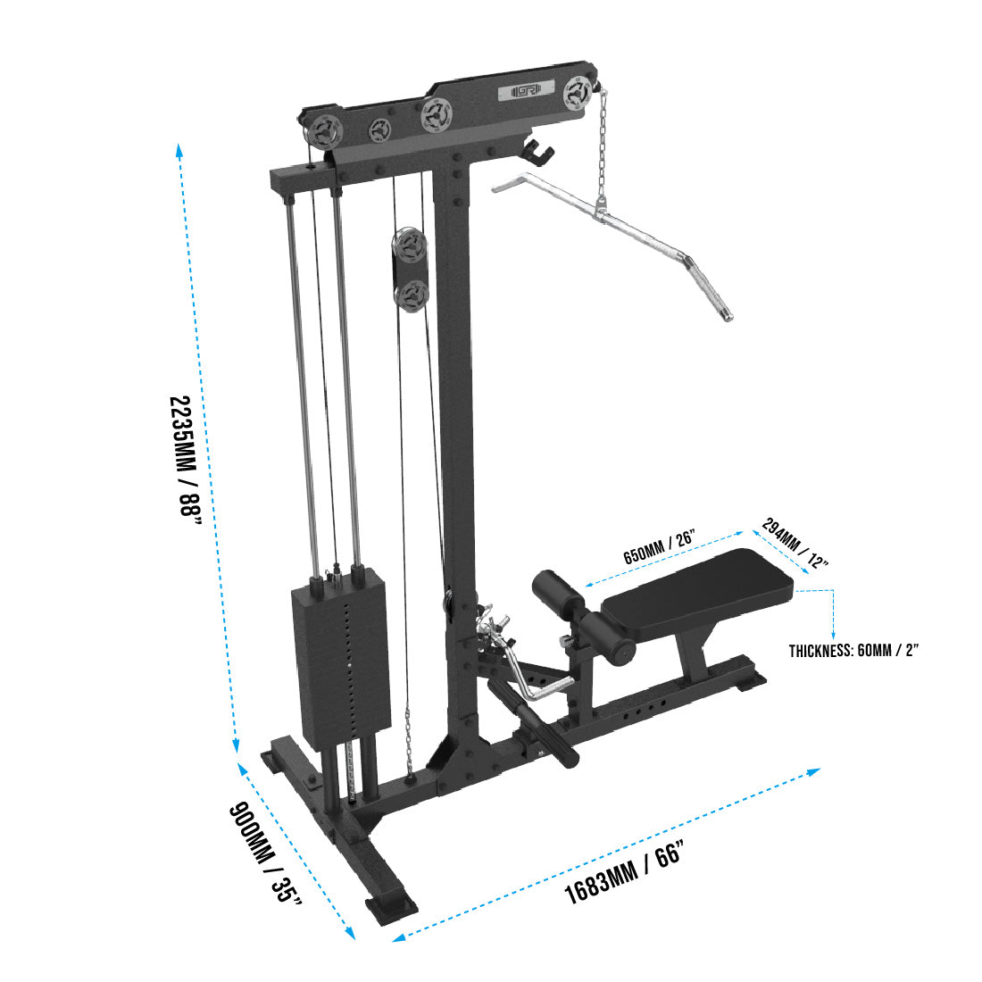 Lat Pulldown Low Row Weight Stack Tower