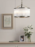 Laura Ashley Sutton 34.5 x Dia.38cm 3 Ceiling Pendant Light - Antique Brass