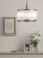 Laura Ashley Sutton 34.5 x Dia.38cm 3 Ceiling Pendant Light - Antique Brass