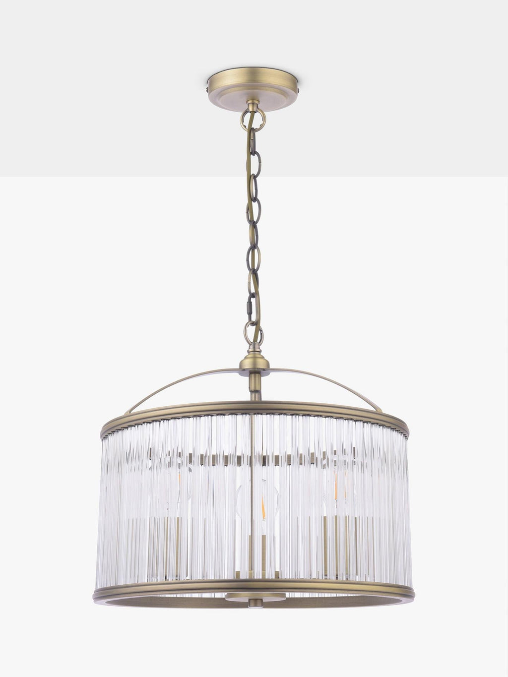 Laura Ashley Sutton 34.5 x Dia.38cm 3 Ceiling Pendant Light - Antique Brass