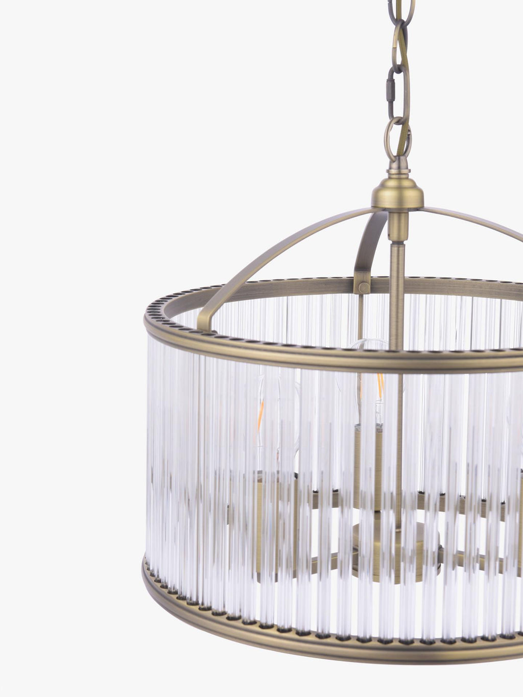 Laura Ashley Sutton 34.5 x Dia.38cm 3 Ceiling Pendant Light - Antique Brass
