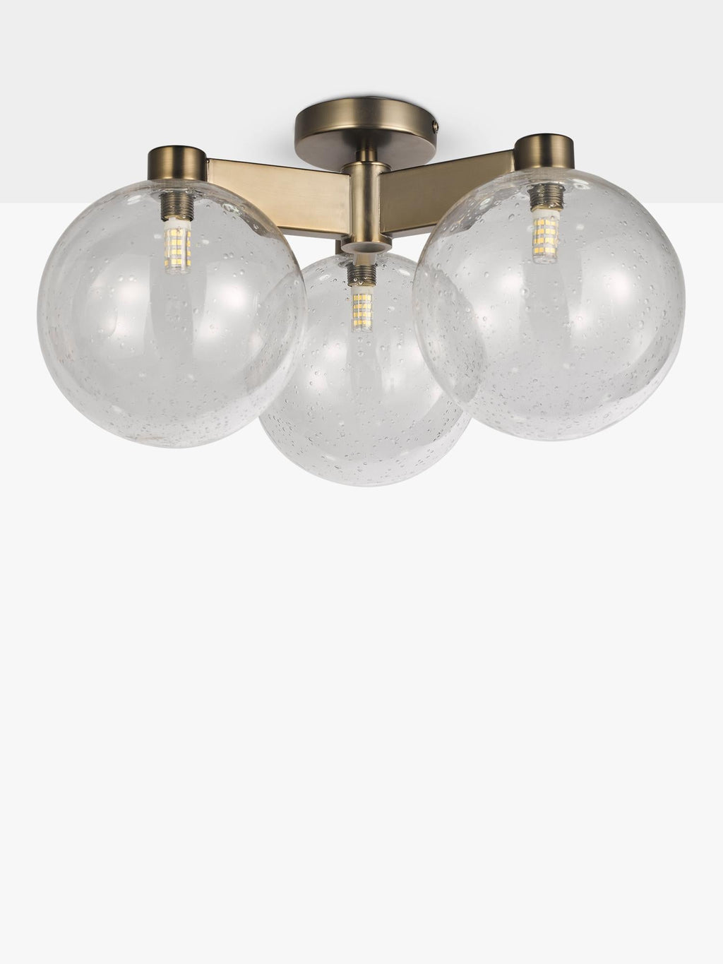 John Lewis Modern Fixed Lux Bubble 3 Semi Flush Ceiling Light - Satin Bronze