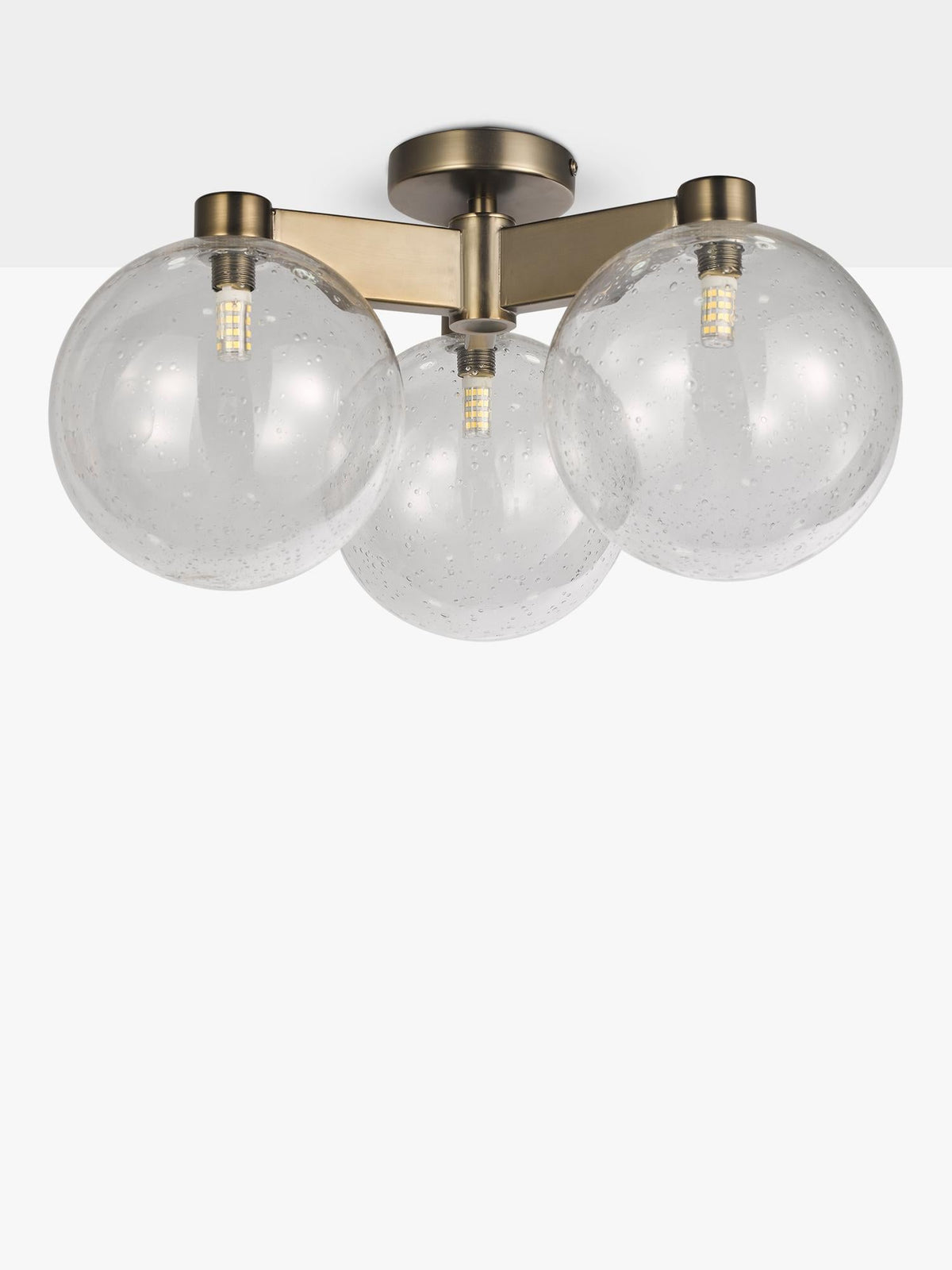 John Lewis Modern Fixed Lux Bubble 3 Semi Flush Ceiling Light - Satin Bronze