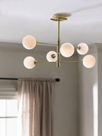 John Lewis Parity 6 Arm Brass Ceiling Light Glass Globe Shades 120W - Gold
