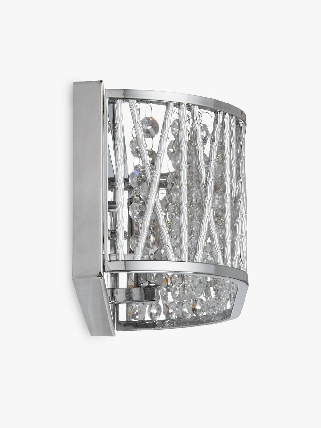 John Lewis Emilia Dimmable Crystal Drum Wall Light - H13 x W38 x D11cm