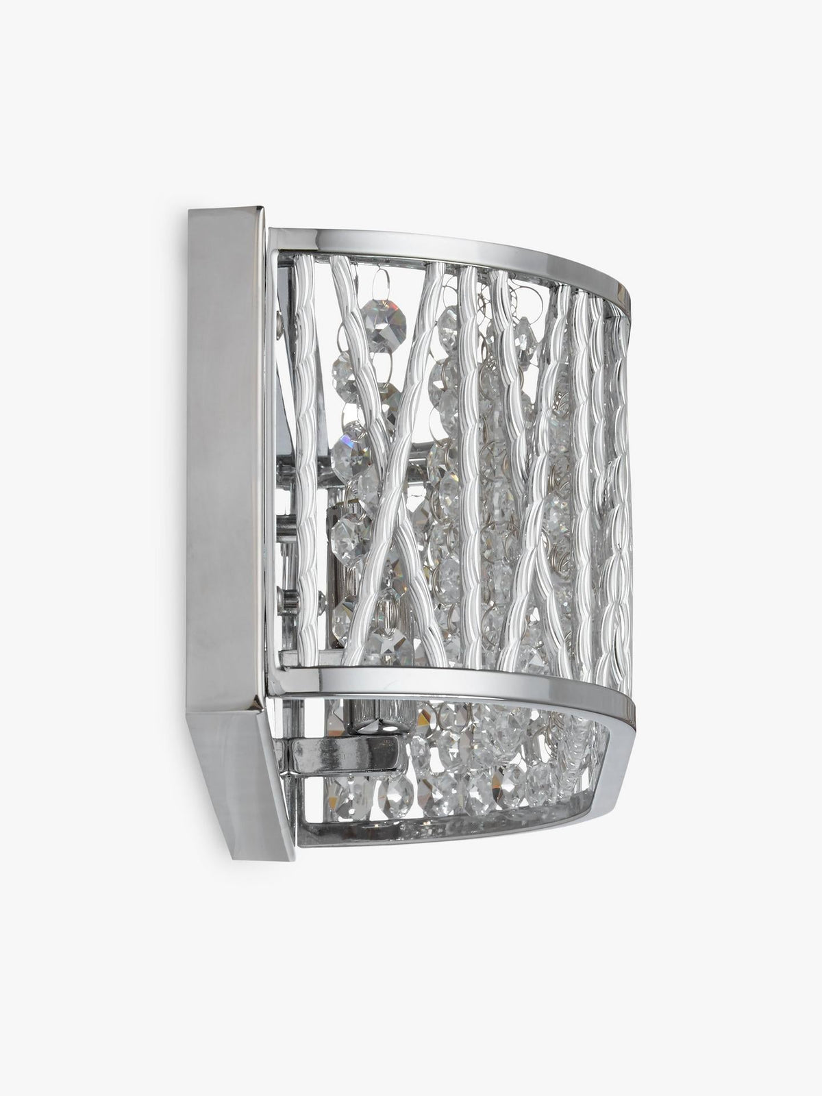 John Lewis Emilia Dimmable Crystal Drum Wall Light - H13 x W38 x D11cm