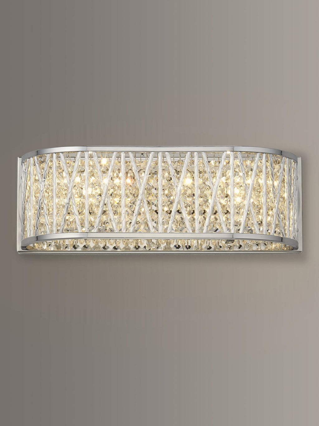 John Lewis Emilia Dimmable Crystal Drum Wall Light - H13 x W38 x D11cm