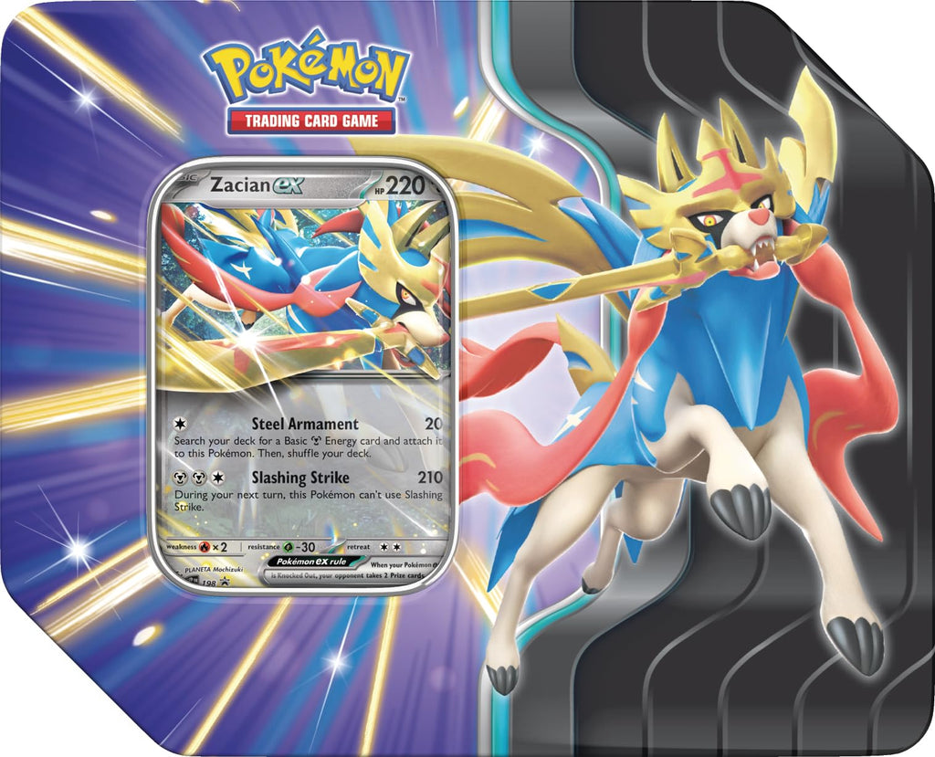 Pokemon TCG: Slashing Legends Tin - Zacian ex - 5 Packs, Promo Card