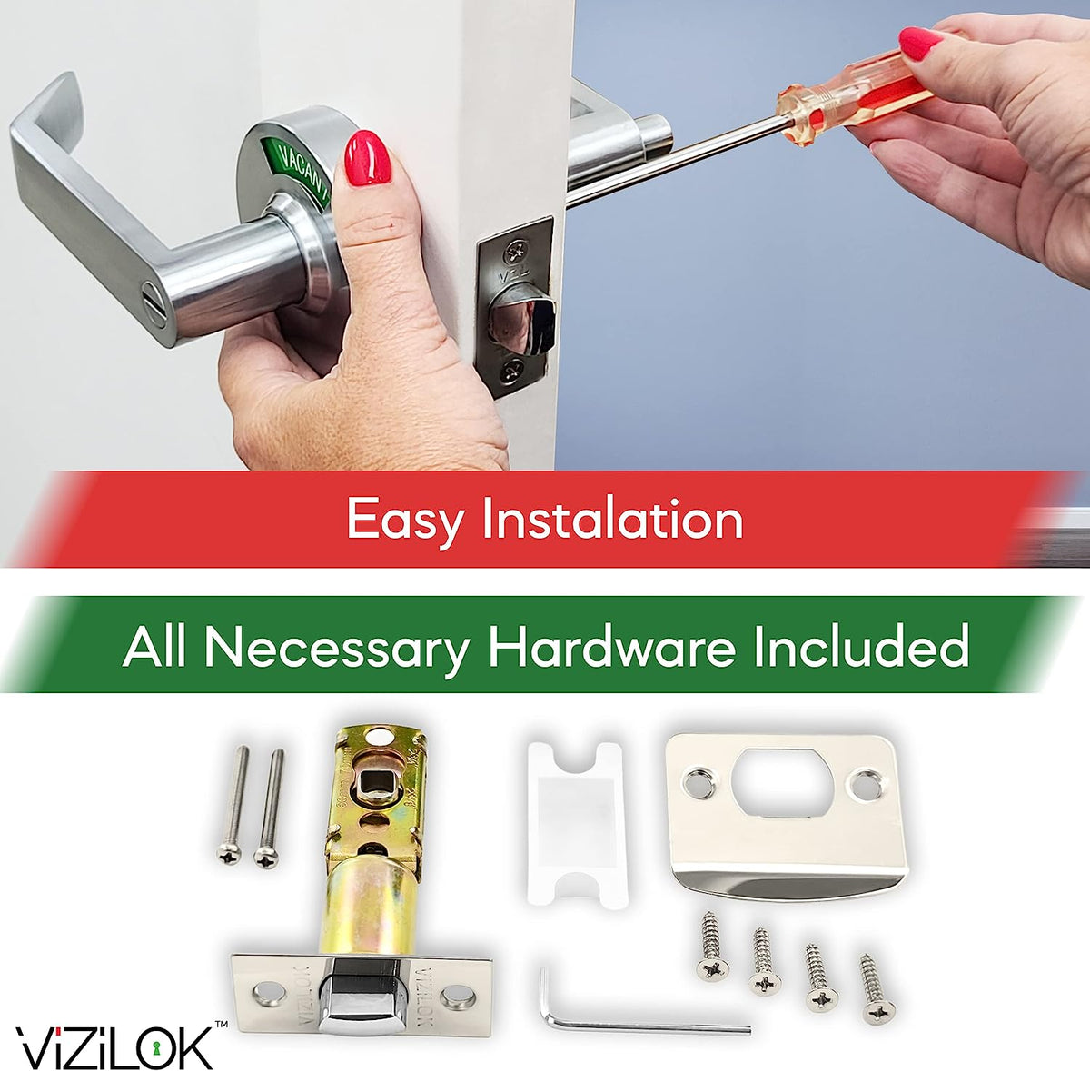 ADA Door Lock with Indicator in Satin Nickel Left-Handed