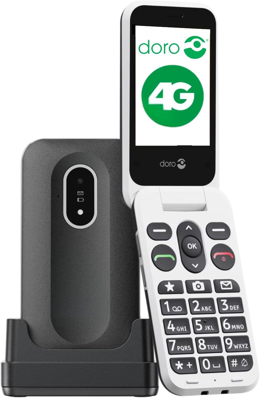 Doro Leva L20 4G Flip Big Button 128MB SIM-Free Mobile Phone - Black/White