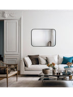 Dar Firuz Rectangular Metal Frame Wall Mounted Mirror 90 x 60cm - Black