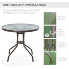 6 Piece Outdoor Dining Sets for 4 with Umbrella, 4 Folding Chairs & Round Glass Table, Beige