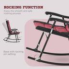 3pc Patio Foldable Rocking Chair Set, Outdoor Rocking Chairs and Table Bistro Set, Red
