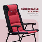 3pc Patio Foldable Rocking Chair Set, Outdoor Rocking Chairs and Table Bistro Set, Red