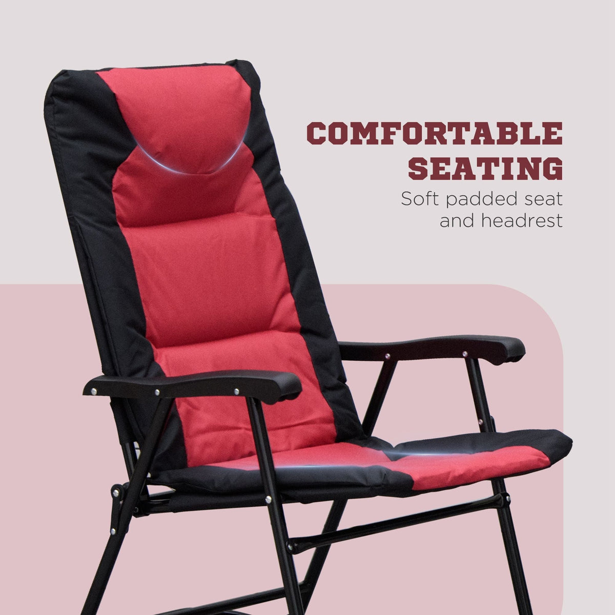 3pc Patio Foldable Rocking Chair Set, Outdoor Rocking Chairs and Table Bistro Set, Red