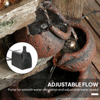 2-in-1 Resin Garden Water Fountain with Birdhouse, LED Lights & Tree Trunk Design, Multi-colour