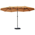 15' Steel Rectangular Double-Sided Patio Umbrella with UV Protection & Easy Crank, Coffee