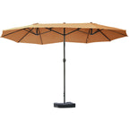 15' Steel Rectangular Double-Sided Patio Umbrella with UV Protection & Easy Crank, Coffee