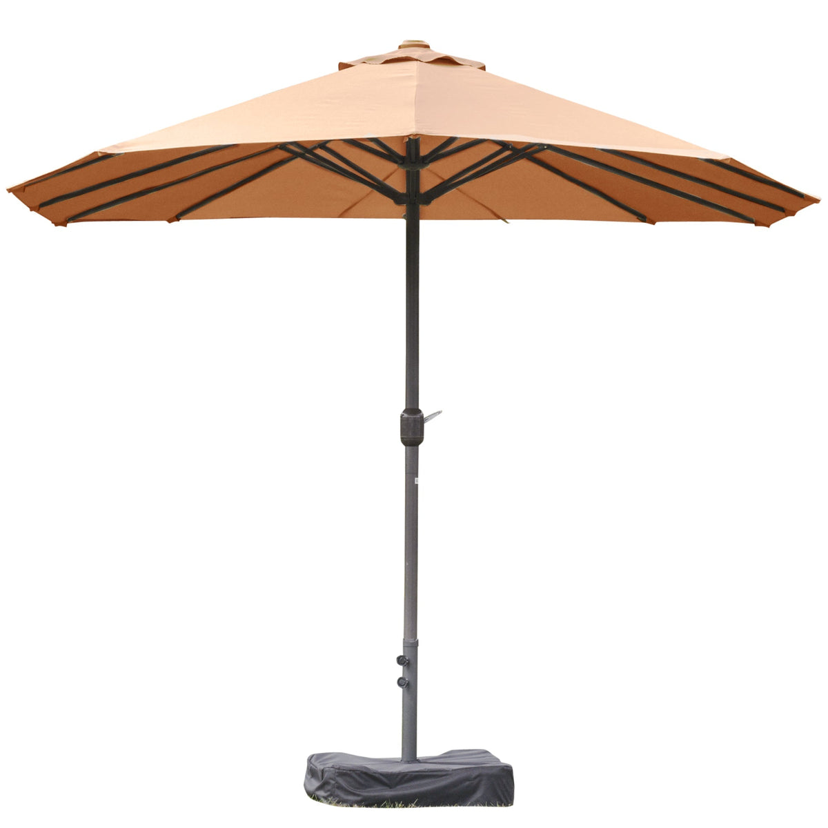 15' Steel Rectangular Double-Sided Patio Umbrella with UV Protection & Easy Crank, Coffee