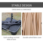 15' Steel Rectangular Double-Sided Patio Umbrella with UV Protection & Easy Crank, Coffee