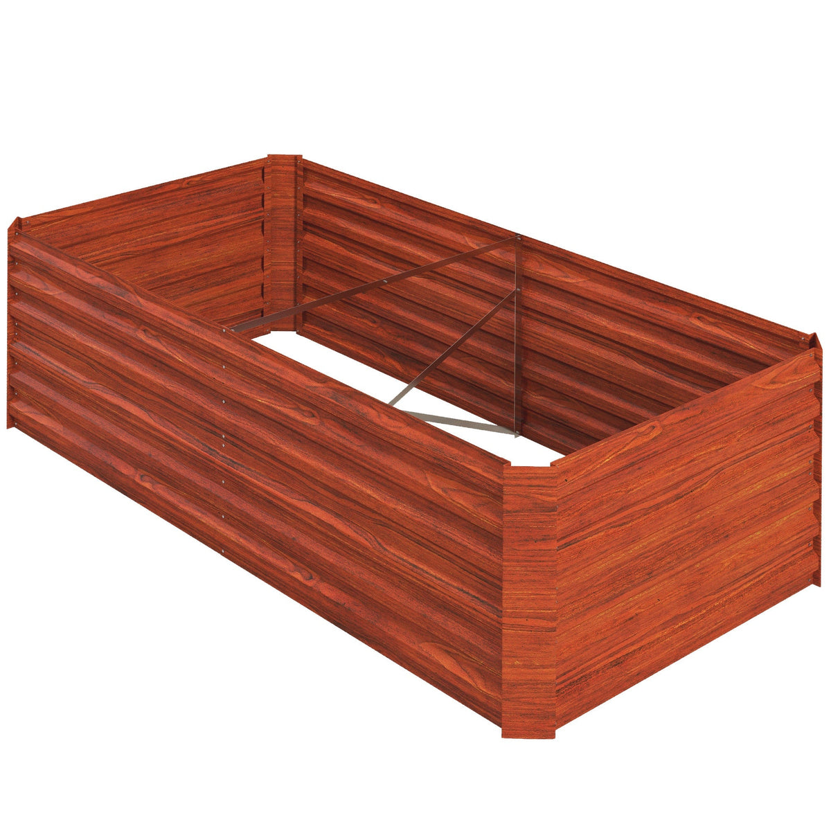 Galvanized Raised Garden Bed Kit with Reinforcing Bars for Vegetables and Flowers, 6' x 3' x 2', Dark Brown