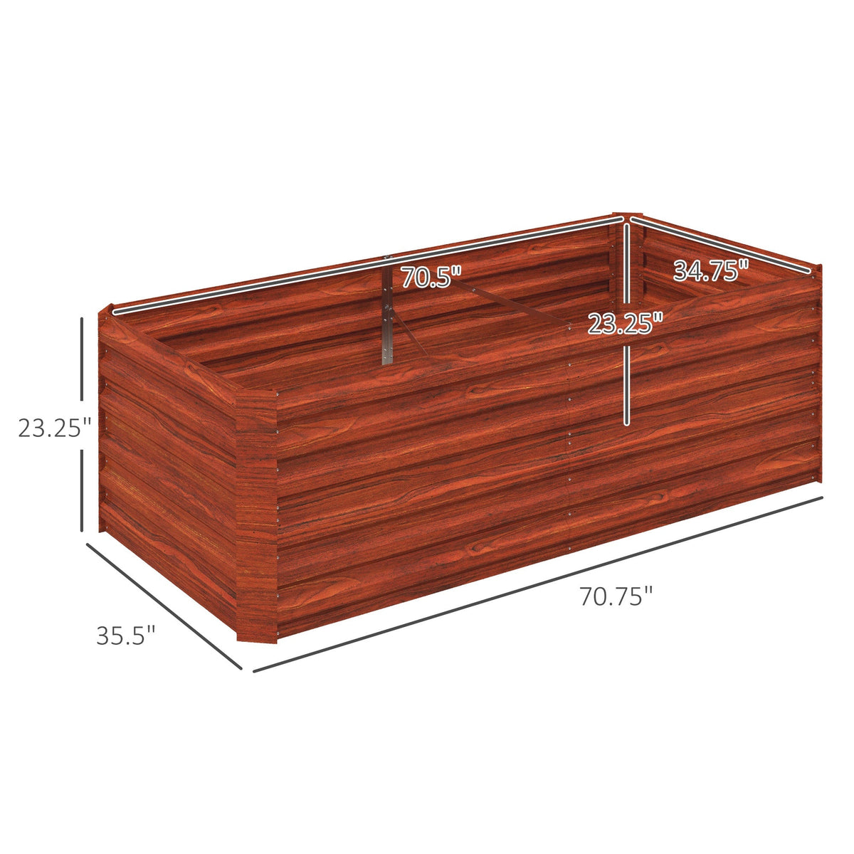 Galvanized Raised Garden Bed Kit with Reinforcing Bars for Vegetables and Flowers, 6' x 3' x 2', Dark Brown