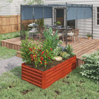 Galvanized Raised Garden Bed Kit with Reinforcing Bars for Vegetables and Flowers, 6' x 3' x 2', Dark Brown