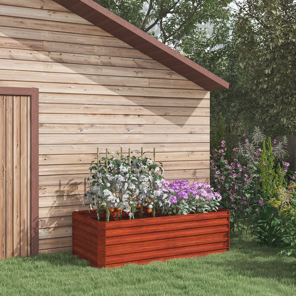 Galvanized Raised Garden Bed Kit with Reinforcing Bars for Vegetables and Flowers, 6' x 3' x 2', Dark Brown