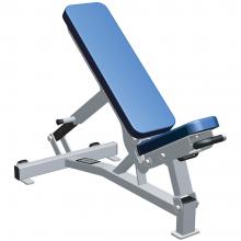 Hammer Strength Adjustable Bench side view in blue
