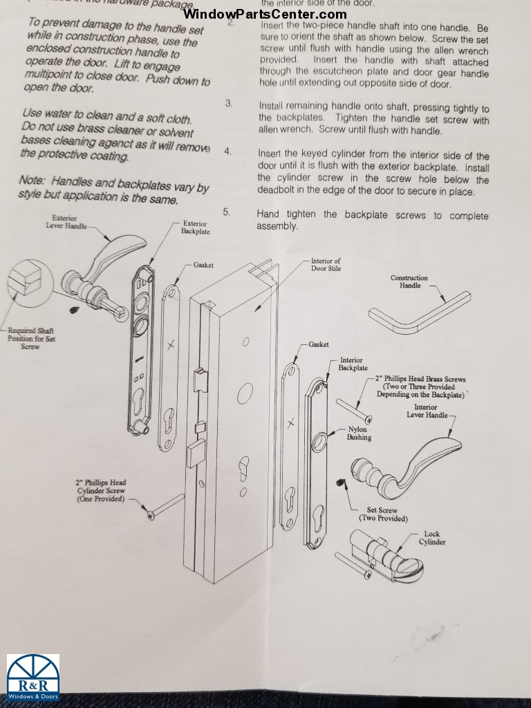 805-006 - Face Plate - Hoppe Door Handle Set - Hurd Swinging Door